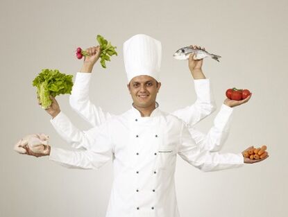 the chef symbolizes the diet of the 6 petals