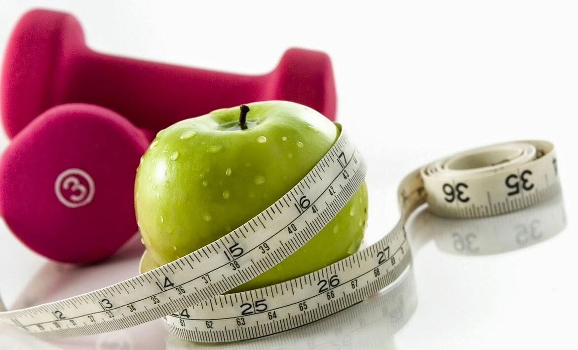 apple and dumbbells to lose weight by 10 kg per month